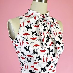 Sleeveless Ella Blouse In Raining Cats Print
